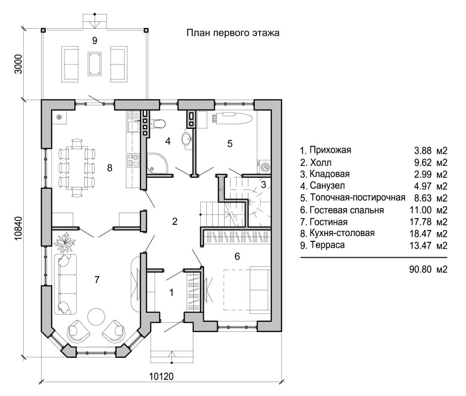 План двухэтажного дома 10х12
