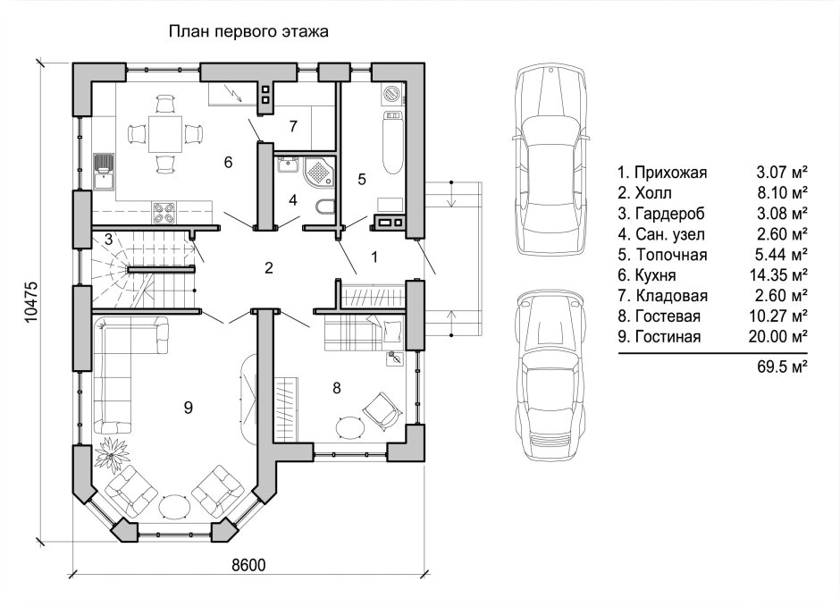 Чертеж коттедж 1 этаж