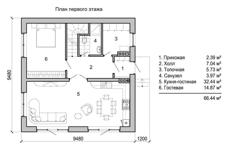 План первого этажа двухэтажного дома