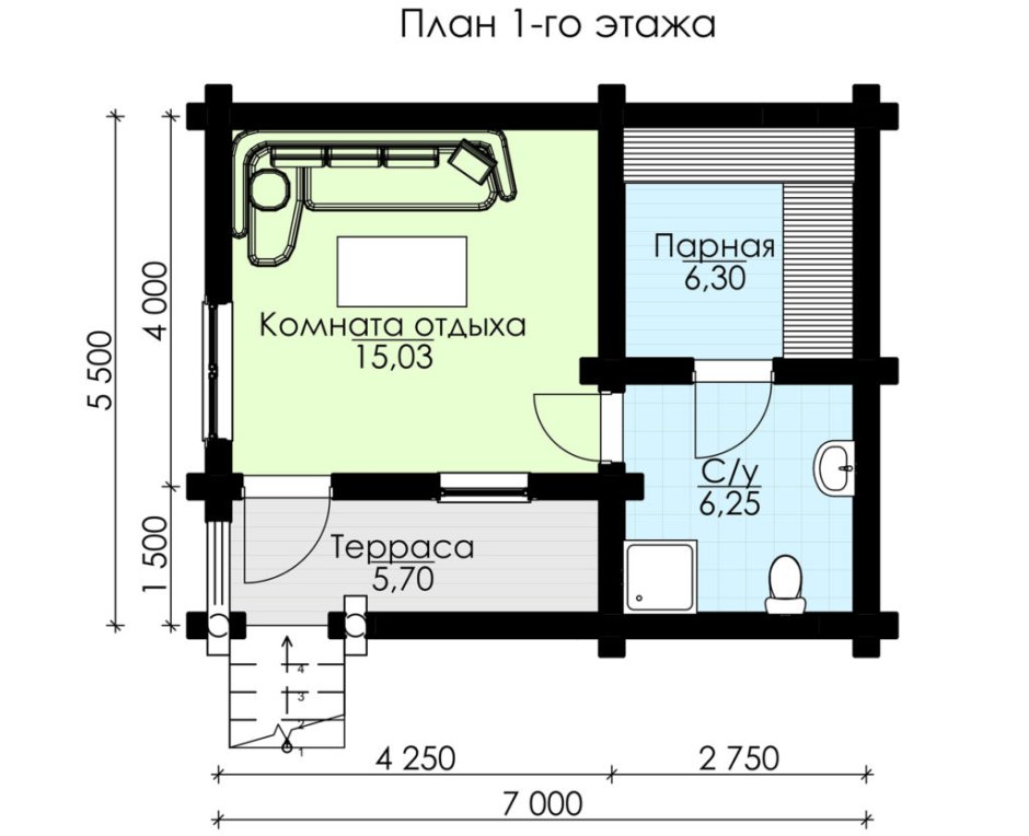 Проект бани 5 на 7