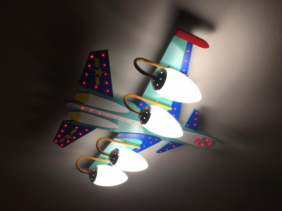 Люстра потолочная детская самолетик Donolux Baby tecnica, 1 лампа, никель, белый