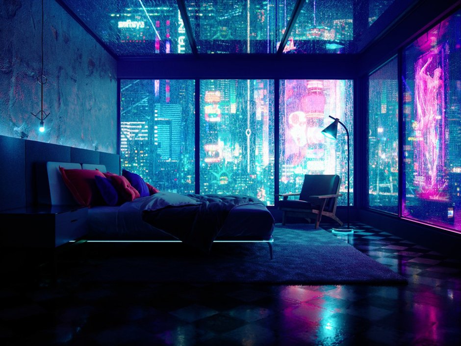 Неоновый бар Cyberpunk