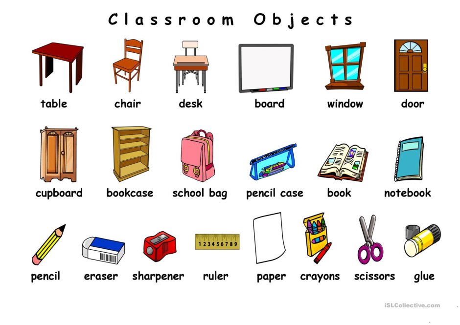 Classroom objects на английском