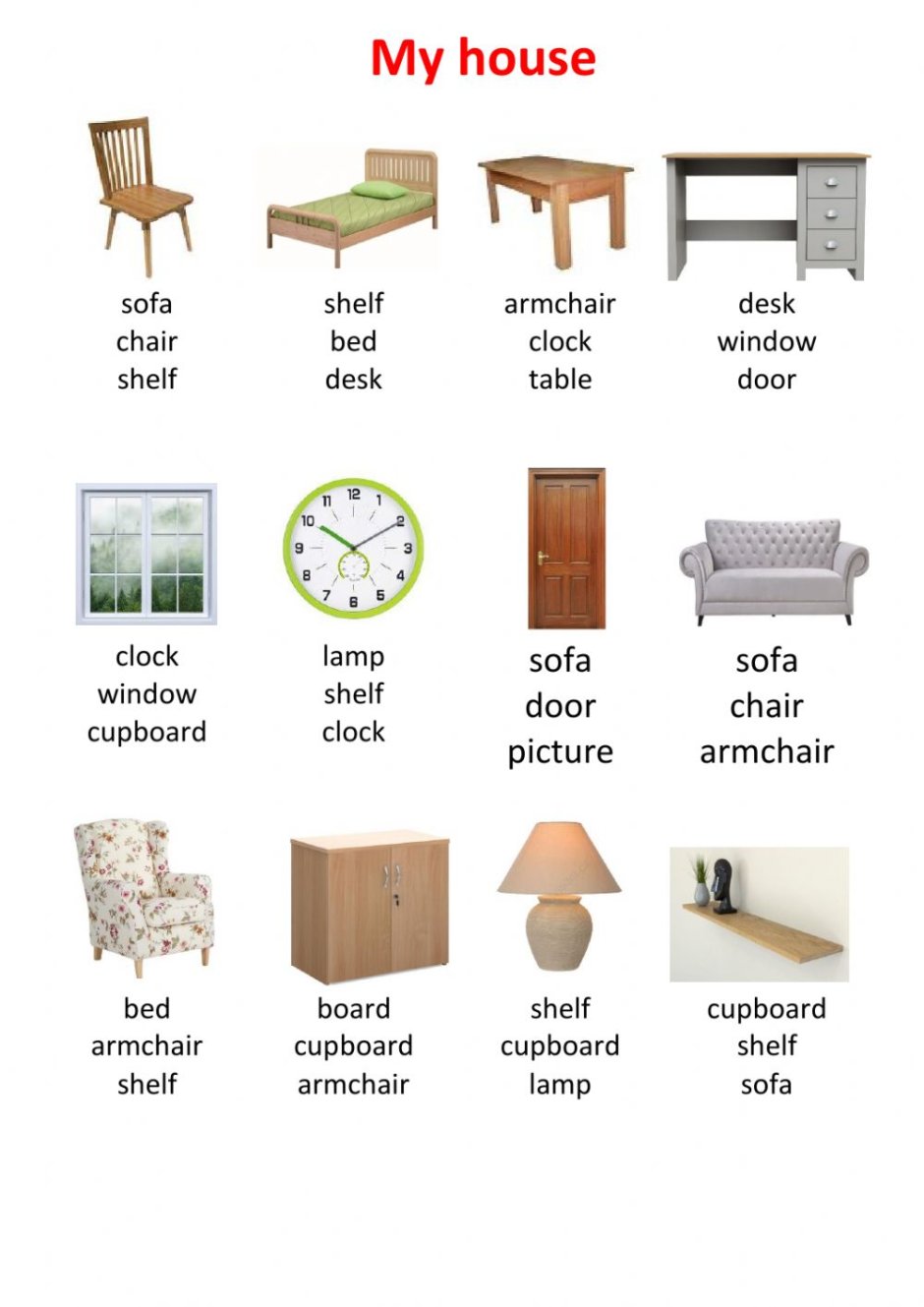 Предметы мебели по английскому