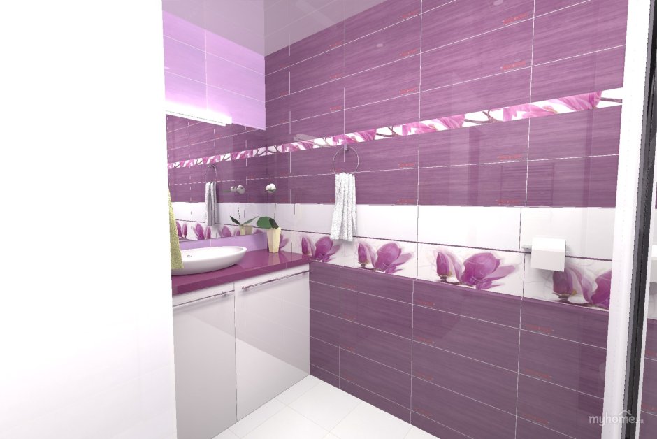 Фиолетовая плитка для ванной комнаты