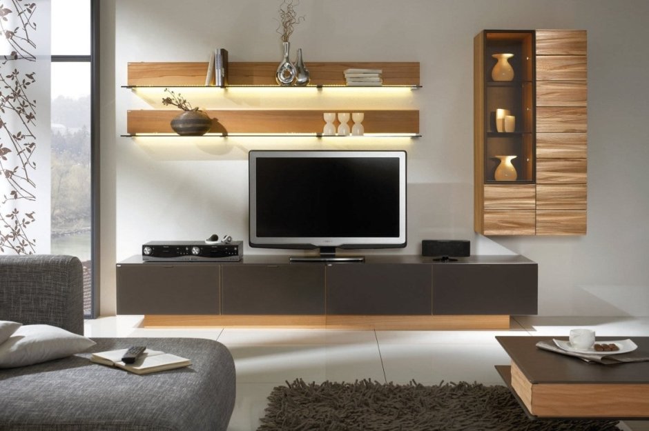 Телевизор в гостиной современном стиле
