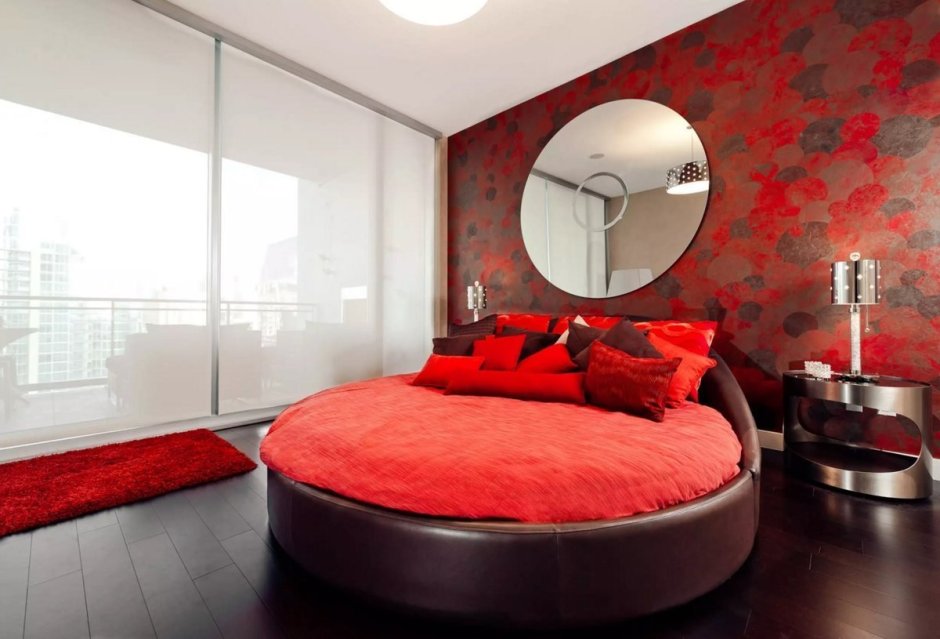 Красная спальня в современном стиле