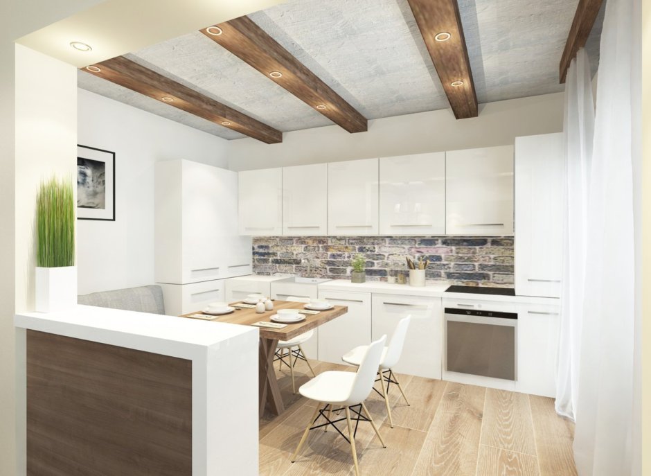 Кухня в стиле лофт светлая