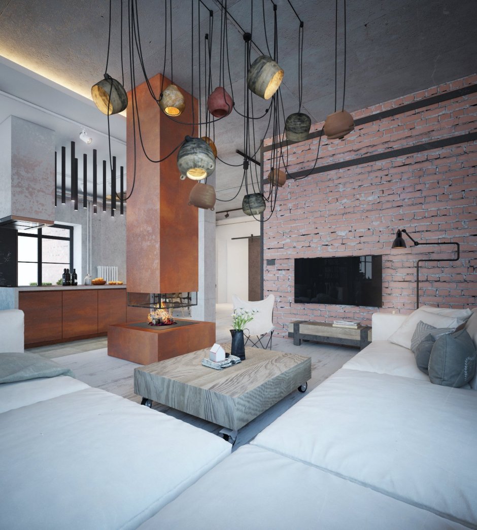 Квартира студия в стиле Индастриал