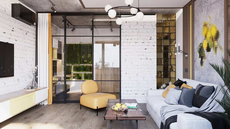 Квартира в стиле лофт светлая