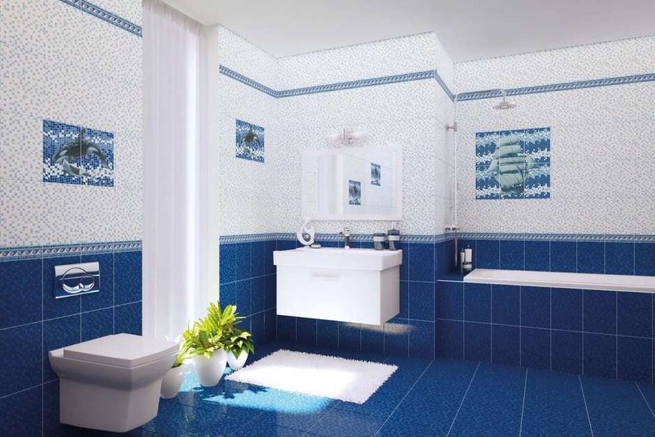 Ванная в синем цвете