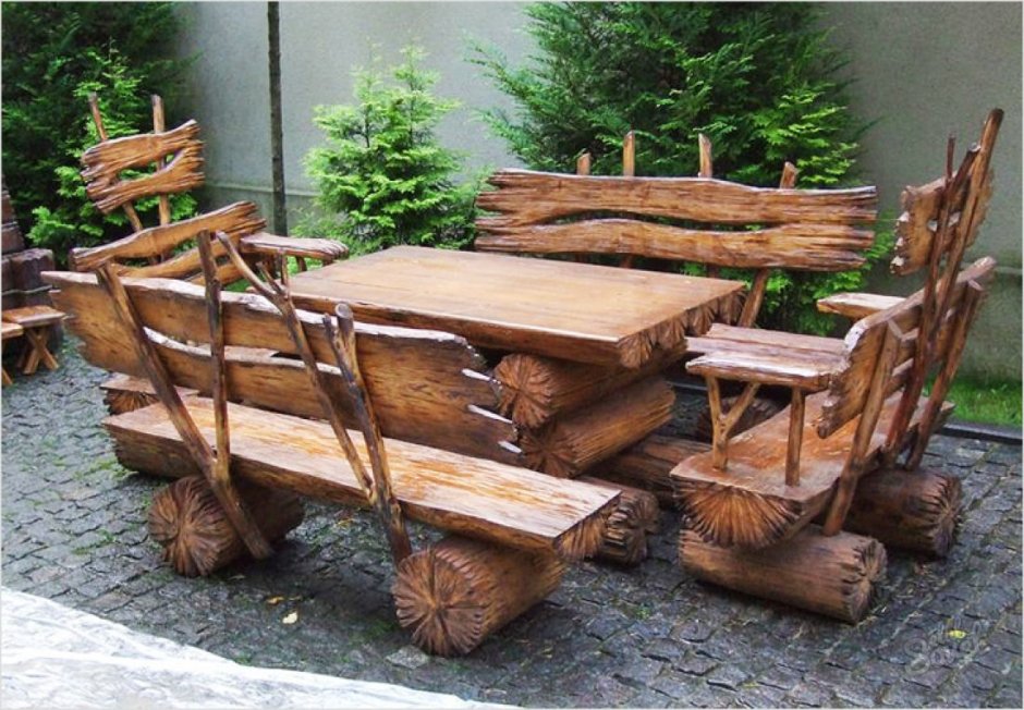Мебель для сада из бревна