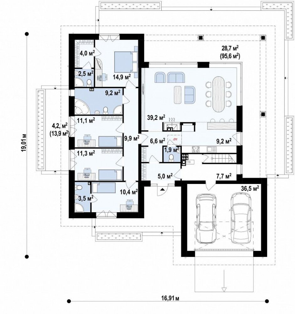 Проект z378 одноэтажного дома