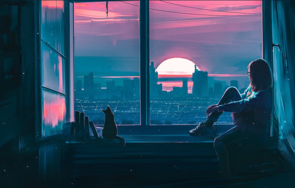 Человек у окна арт