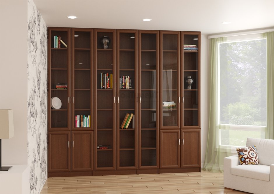 Гостиная с книжными полками