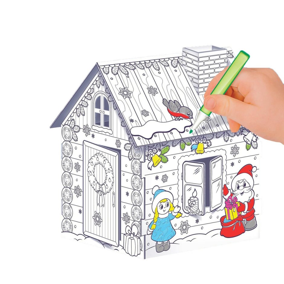 Картонный дом раскраска DIY House Doodle