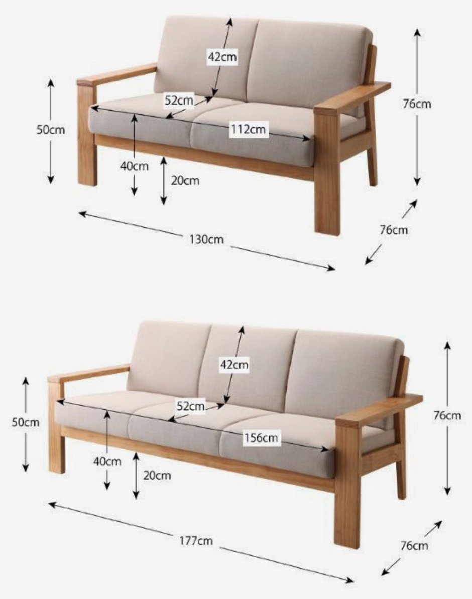 Чертеж деревянного дивана