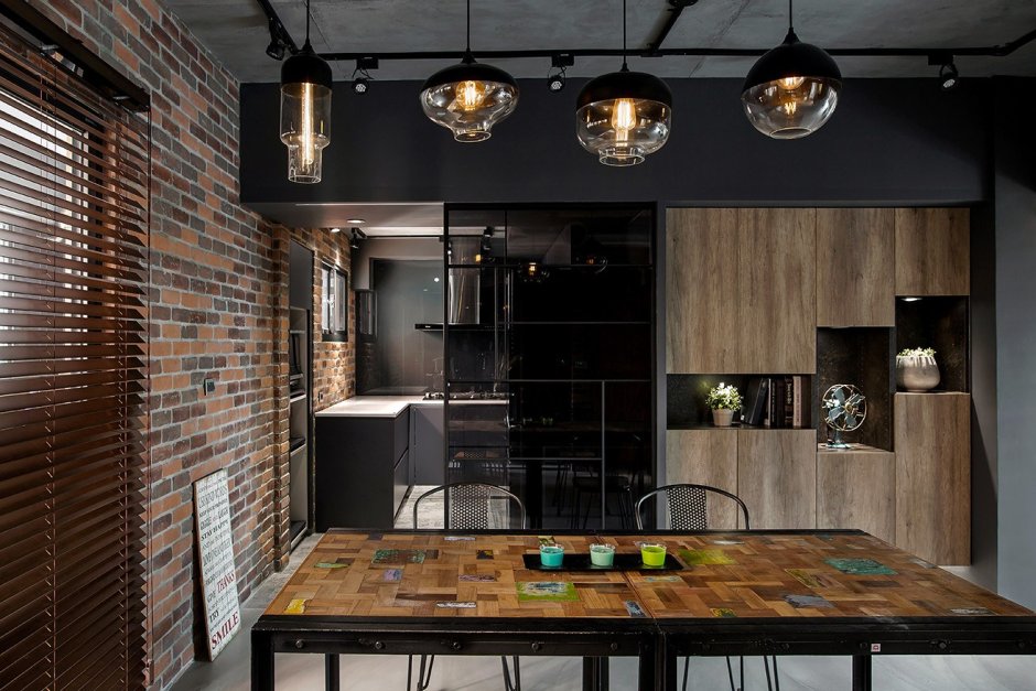 Гостиная лофт 40кв