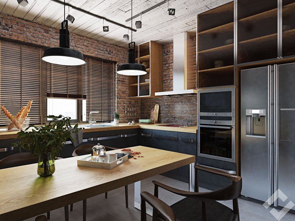 Кухня 9м2 в стиле лофт