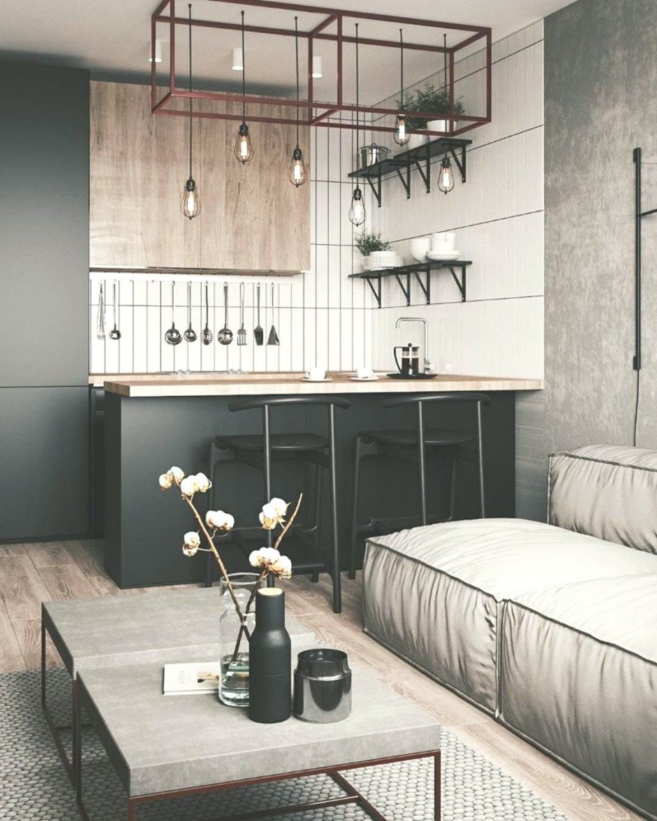 Кухня в стиле лофт 14м2