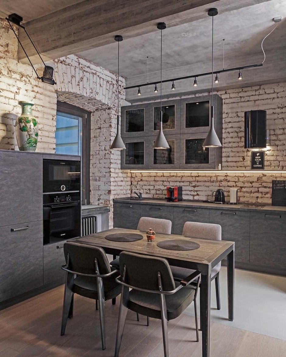 Кухня 11м² в стиле лофт