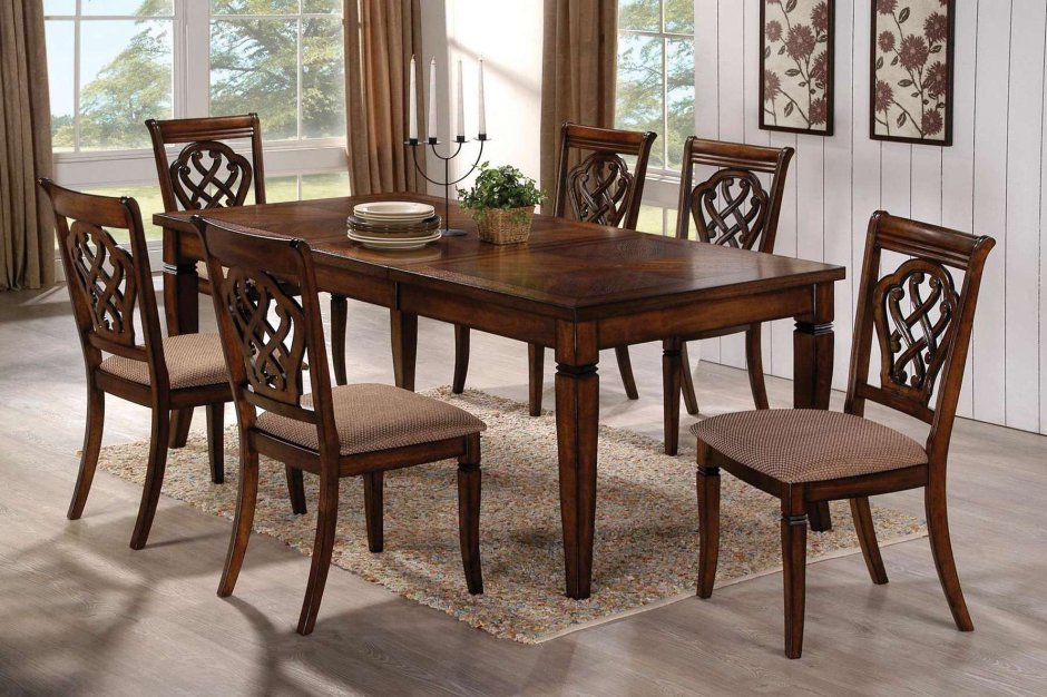 Обеденный набор Oak Dining Table w/Extension Leaf и 6 Side Chairs