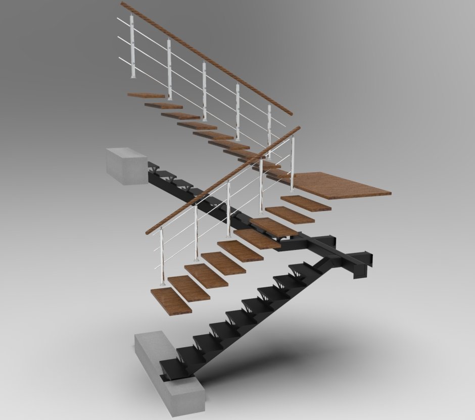 Лестница на монокосоуре лофт