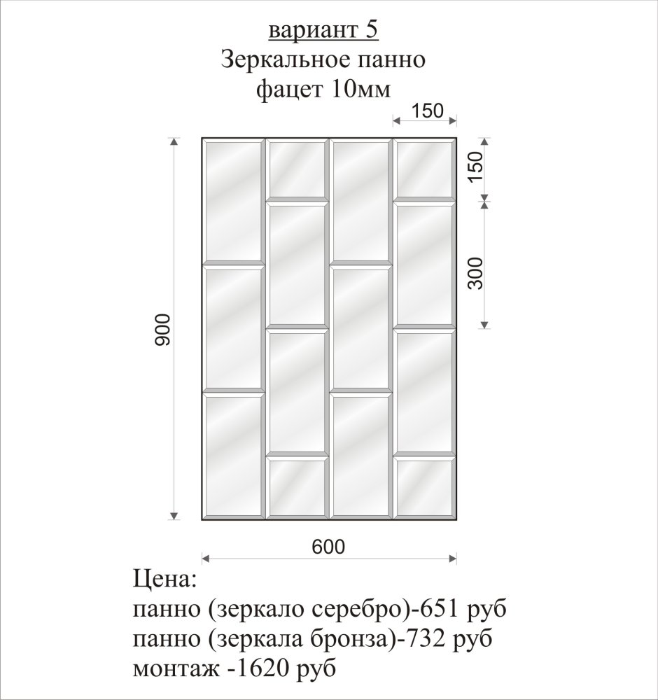 Зеркальная плитка Размеры