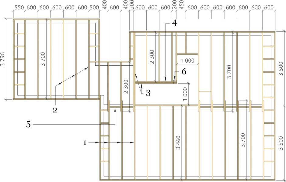 Схема сборки каркасного дома 6х8