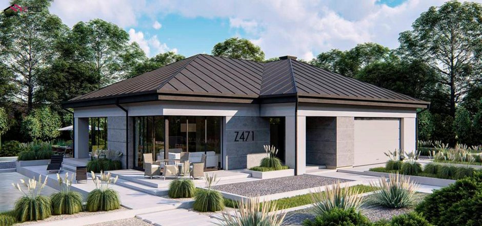 Z500 проекты одноэтажных домов с гаражом на 2 машины