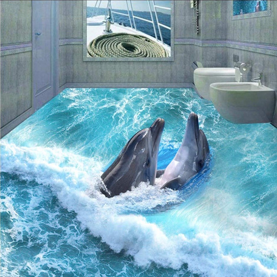 Плитка в ванную с дельфинами