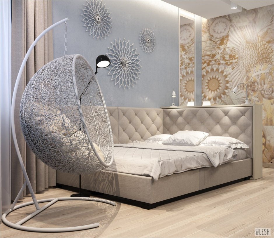 Подвесное кресло в спальне