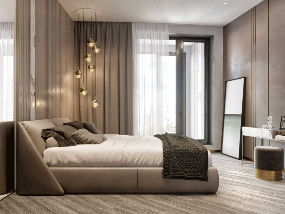 Спальня в серых тонах