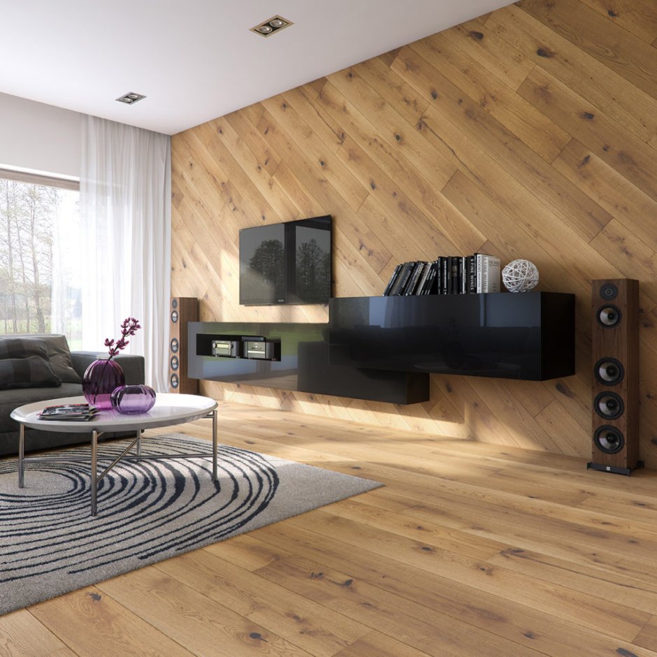 Отделка гостиной ламинатом