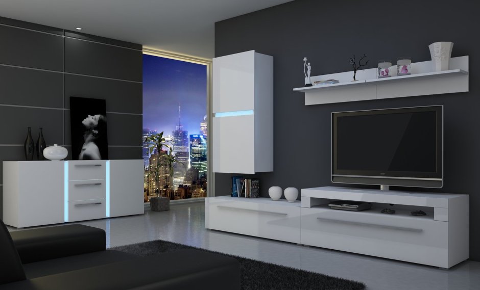 Тумба под телевизор 60*200*45см белая GD-tv004