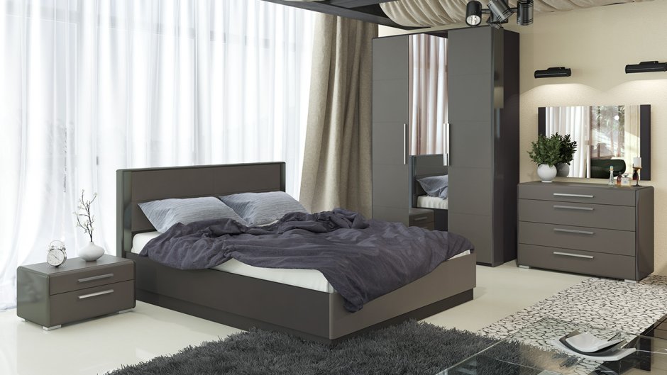 Двуспальная кровать Наоми см-208.01.01 серый, джут