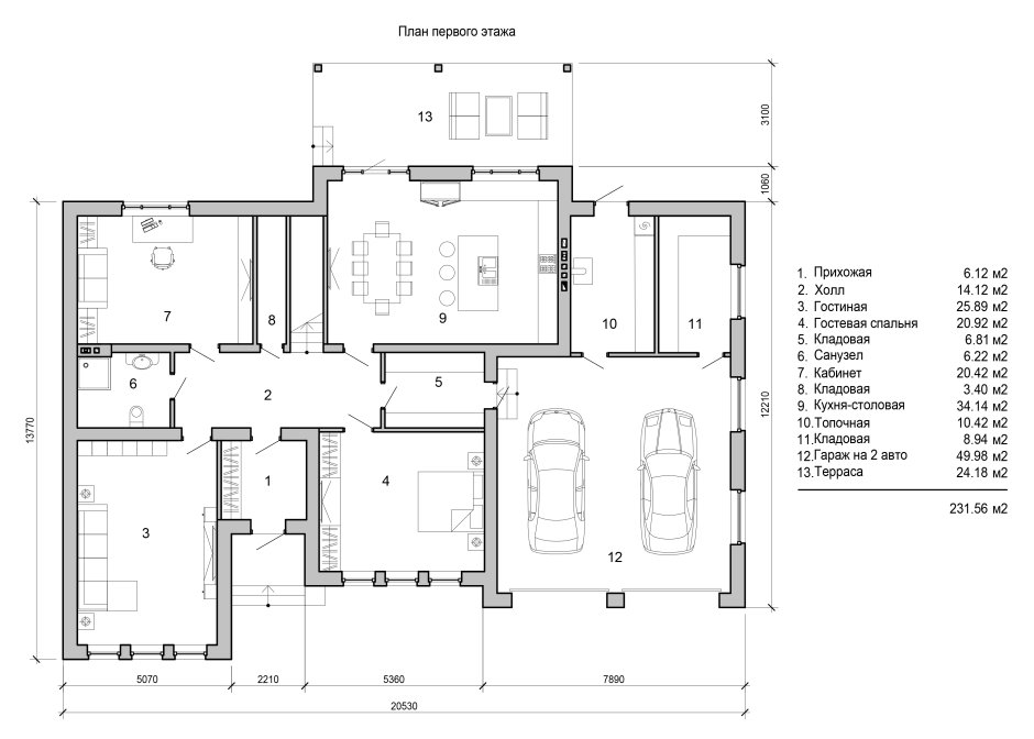 План первого этажа автосалона