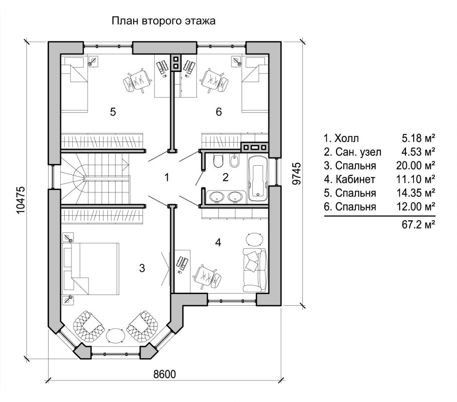 План дома чертеж с размерами двухэтажный