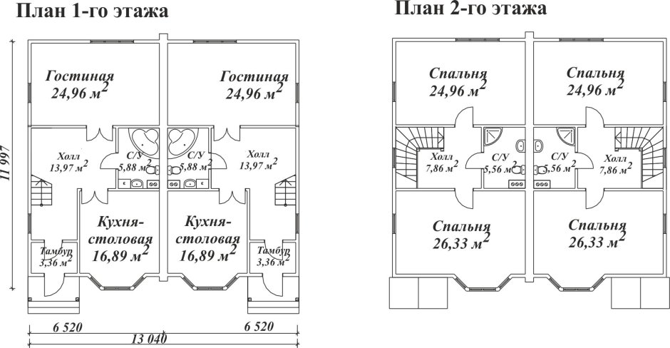 Чертёж 2 этажного дома