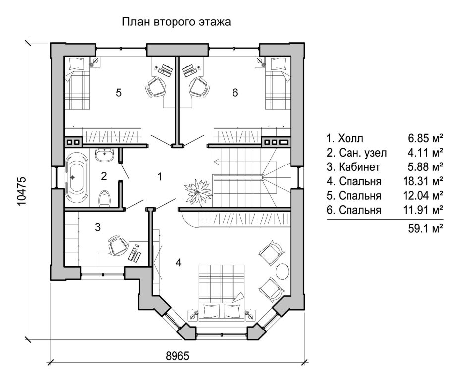 План первого этажа с эркером