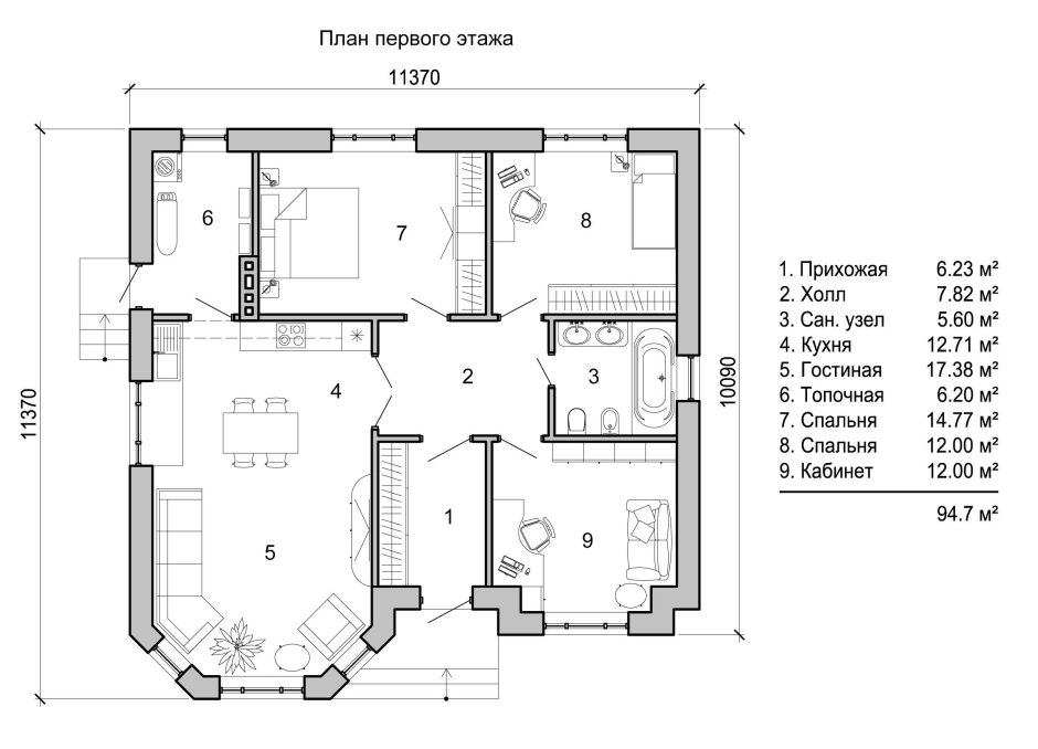План этажей двухэтажного дома