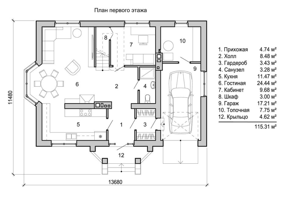 План двухэтажного коттеджа 150 м2