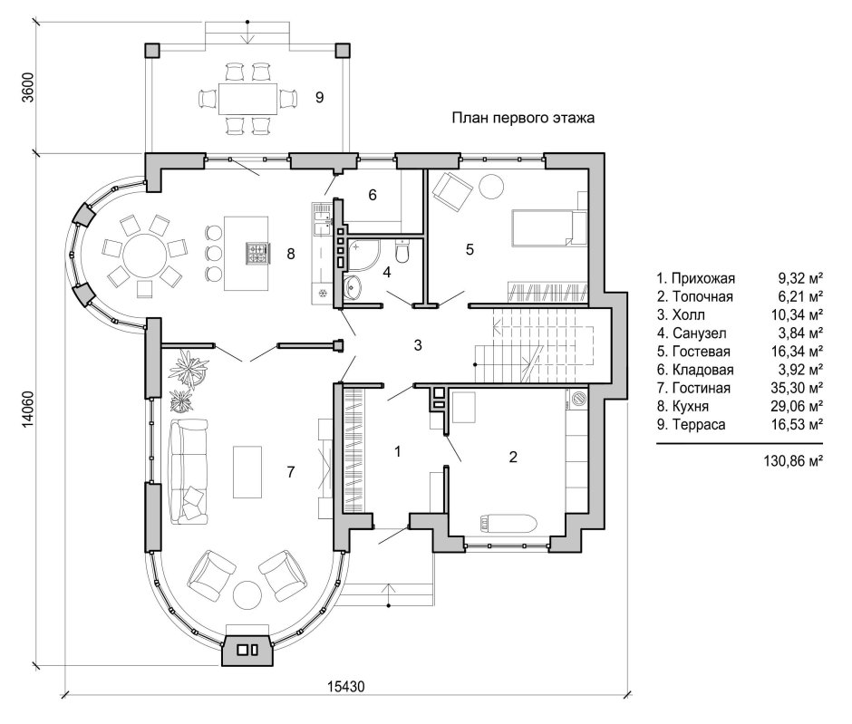 План дома 10 на 10 с тремя спальнями