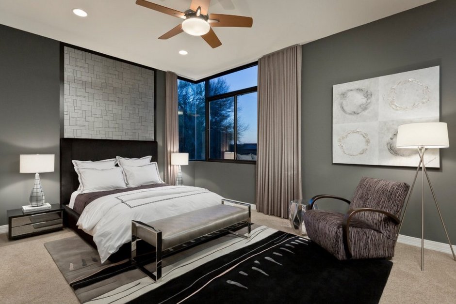 Спальня в стиле Контемпорари в серых тонах