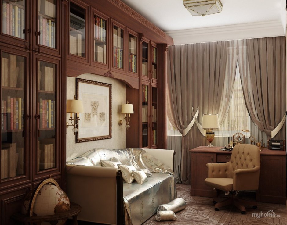 Спальня в классическом стиле с окном