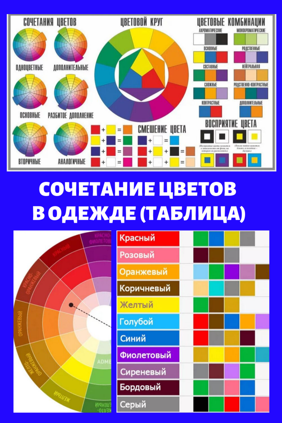 Сочетание цветов таблица