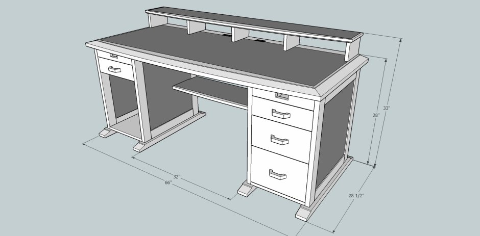 Письменный стол модель скетчап