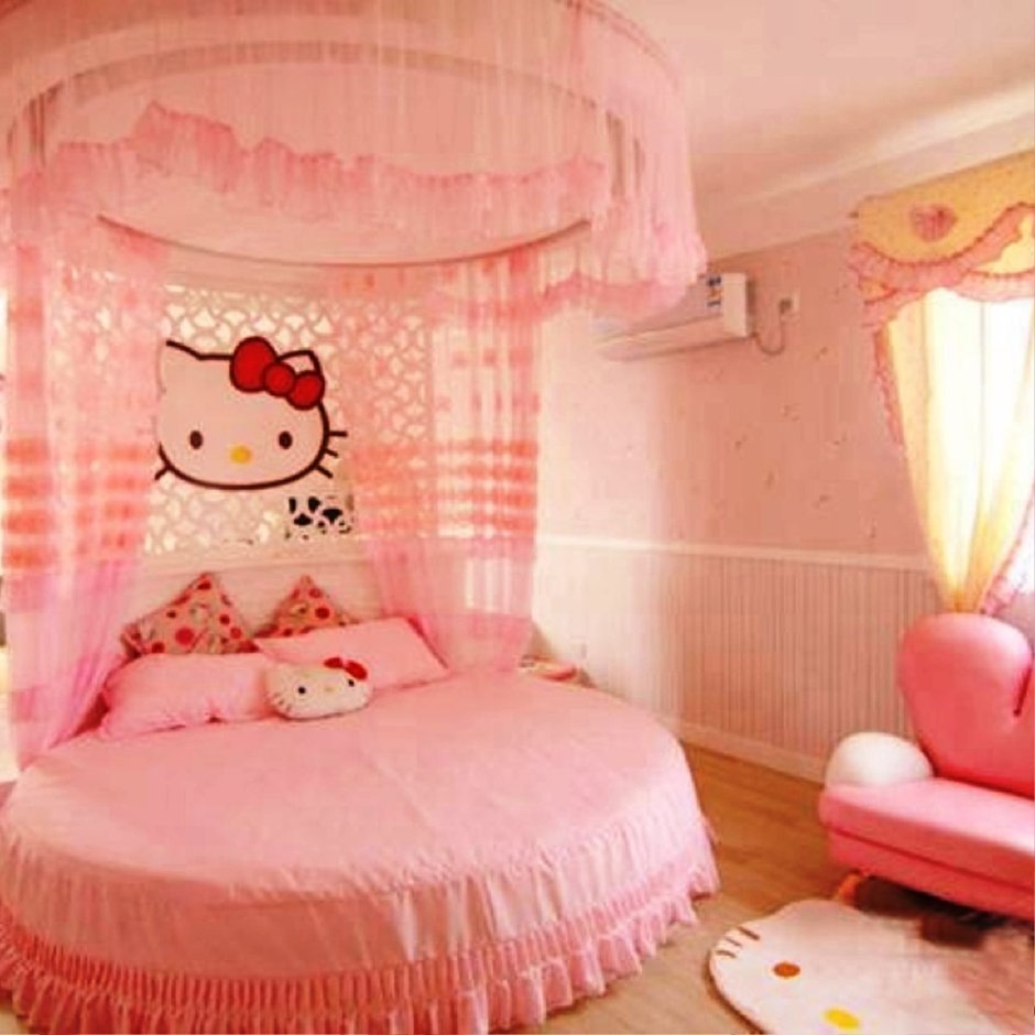 Детская кровать с розовым балдахином