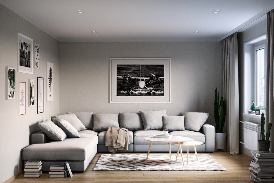 Скандинавский стиль в интерьере голубой