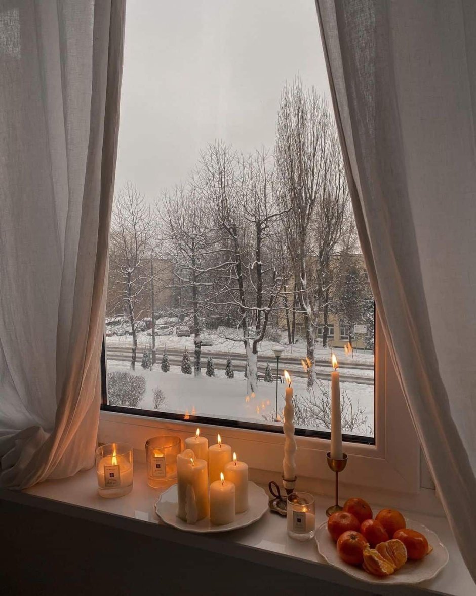 Снег за окном кухня